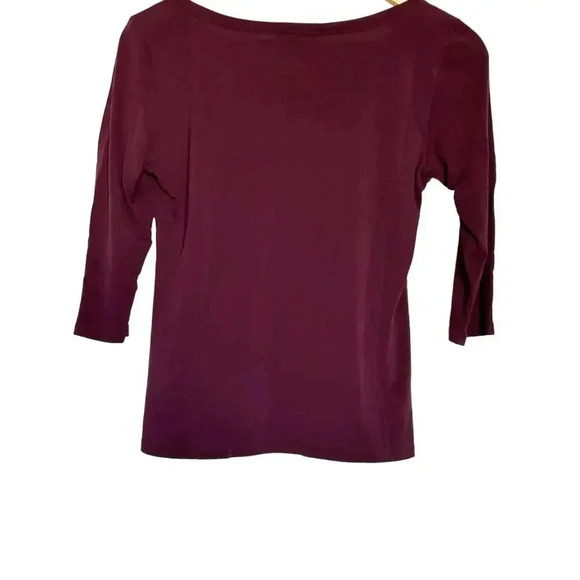 Eileen Fisher Stretch Silk Jersey Shirt Burgandy Size S/P - Picture 2 of 5